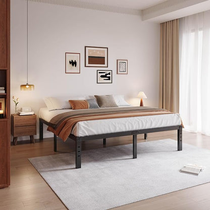18 Inch Tall Metal Platform King Size Bed Frames with Maximum Storage, Anti-Slip Strengthen Support Mattress Foundation, Noise Free