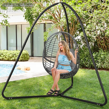 SUNCREAT Tripod Hanging Chair Stand – 400lbs Capacity, Heavy Duty Steel, Rust Resistant, Stable Hammock Frame for Air Porch, Indoor/Outdoor Use – Swing Not Included, Black