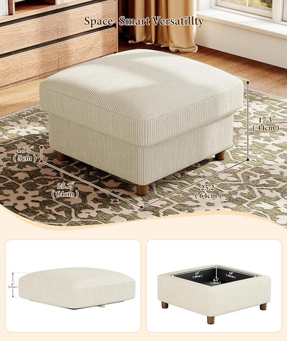 Kidirect 70in L Shaped Couch, Modular Sofa No Tool Assembly, Comfy Sectional Couches for Living Room 21in Deeper Seats, Corduroy Sofas for Living Room with 2 Pillows, Loveseat Sofa Set, Beige Couch