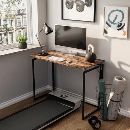 alawooder 39.4" Folding Desk: No Assembly, Wood Top for Small Spaces | 39.4 in dual-monitor workspace, holds 150 lbs, folds flat to 2.3 in, splash-proof top, home office or gaming