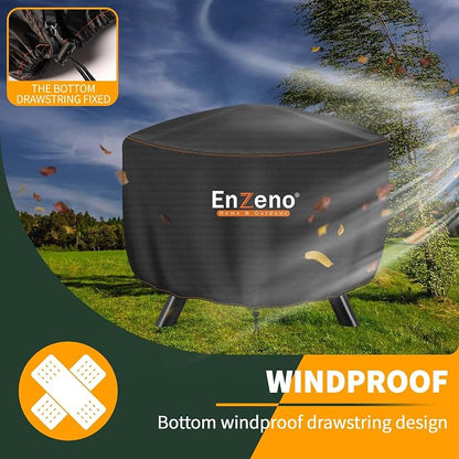 Enzeno Fire Pit Cover Round,37inch Outdoor Round Firepit Cover,Waterproof Oxford Cloth Patio Fire Cover for Outdoor Fire Pit,Fits 34-36 inch Gas Firepit/Bowl(37" Dia X 20" H)