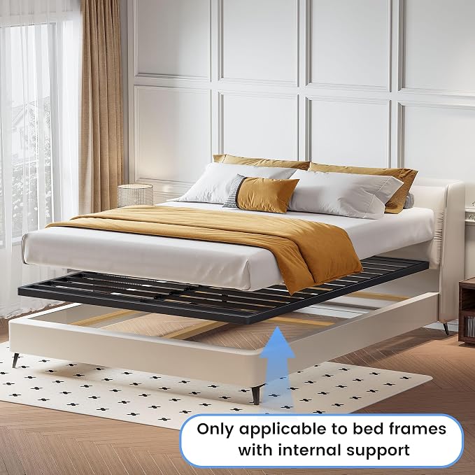 Superay 2 Inch King Box Spring Low Profile, Heavy Duty Metal Box Spring Bed Base, Bunkie Board Bed Slat Replacement, Mattress Foundation, Easy Assembly, Noise Free
