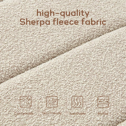 Zihanhome 52.7" Bedroom Bench for End of Bed, Modern Upholstered Teddy Fabric Entryway Bench & Dining Bench, Footrest Stool Bench with Solid Wood Frame for Bedroom, Living Room (Camel)