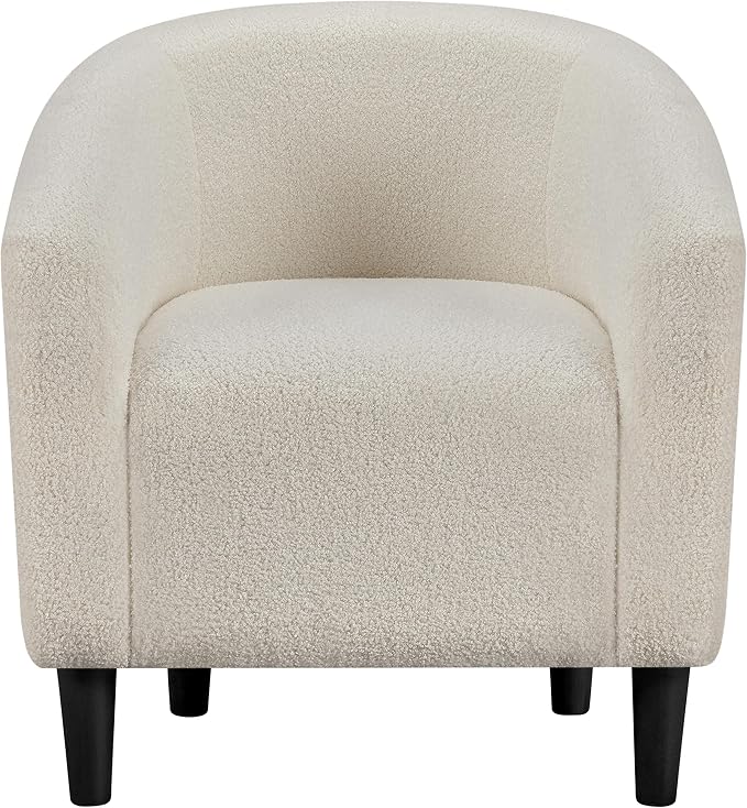 Topeakmart Barrel Chair, Soft Sherpa Accent Chair Side Chair Club Chair Modern Style Deep Seating Barrel Armchair for Living Room Furniture Reading Room Bedroom Ivory