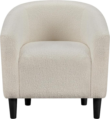 Topeakmart Barrel Chair, Soft Sherpa Accent Chair Side Chair Club Chair Modern Style Deep Seating Barrel Armchair for Living Room Furniture Reading Room Bedroom Ivory
