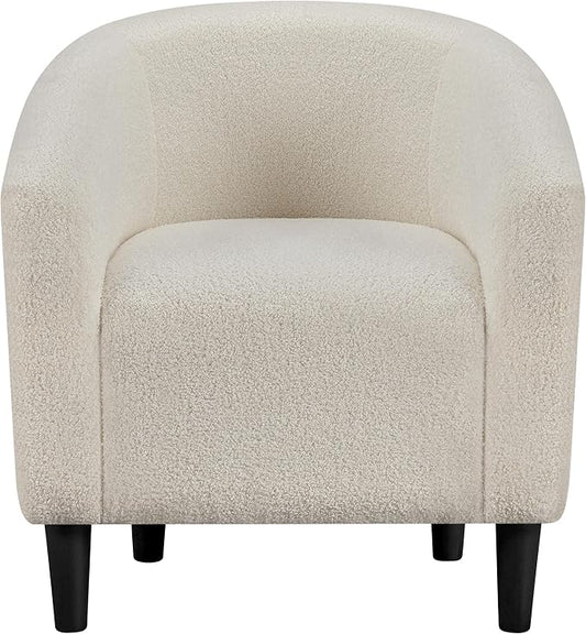 Topeakmart Barrel Chair, Soft Sherpa Accent Chair Side Chair Club Chair Modern Style Deep Seating Barrel Armchair for Living Room Furniture Reading Room Bedroom Ivory