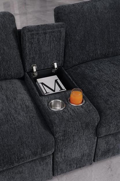 Ball & Cast 157" Oversized Modular L-Shaped Sectional Sofa,Large Chenille Upholstered Couch 8 Seat with Ottoman,Cup Holders&USB Ports,Comfty Sectionals W/Pillows&Storage Box,for Living Room,Dark Gray