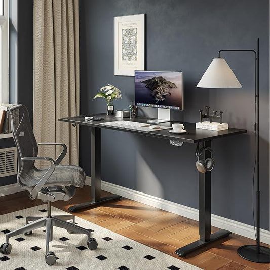 Agilestic Electric Standing Desk, 60 x 24 Inches Height Adjustable Desk, Sit Stand up for Work Office Home, Ergonomic Rising Computer Table with Memory Preset, Black