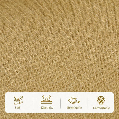HUIMO Accent Chair for Living Room, Tufted Upholstered Club Chair with Lumbar Pillow, Vintage Reading Armchair with Solid Wood Legs for Bedroom Apartment, Mustard Yellow