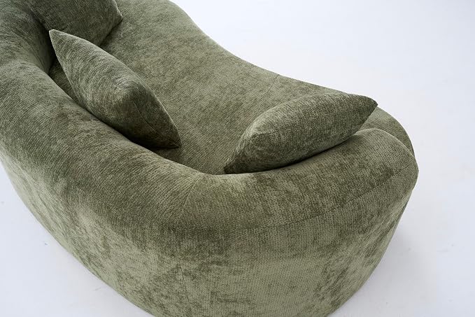 67" Cloud Curved Loveseat Sofa, Deep Seat Boneless Love Seat Couches with 3 Throw Pillows, Modern Chenille 2 Seater Compressed Floor Loveseat Sofa for Living Room Small Spaces, No Assembly | Breathable material