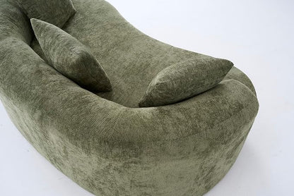 79" Curved Loveseat Sofa in a Box for Living Room, Modern Boneless Loveseat Couch Chenille Deep Seat Cloud Floor Couch with 3 Throw Pillows for Small Spaces, No Assembly Needed | Breathable material