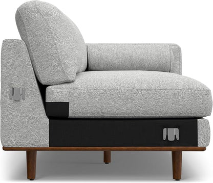SIMPLIHOME Morrison Left Sectional Sofa in Woven-Blend Recycled Polyester Fabric, Mist Grey, 102-inches Wide, L-Shaped Couch with Left Chaise for The Living Room and Family Room