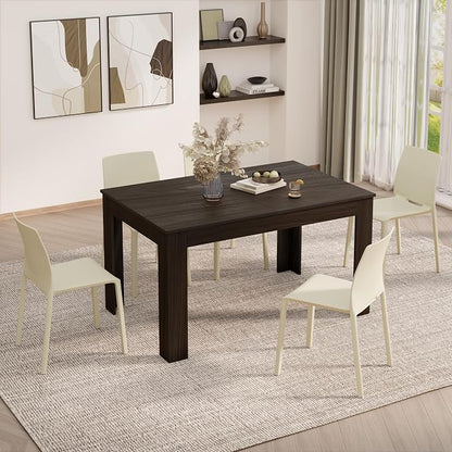 Mobili Fiver, Easy Extendable Dining Table, 55.1(86.6) x35.4 in, Dark Walnut, Made in Italy