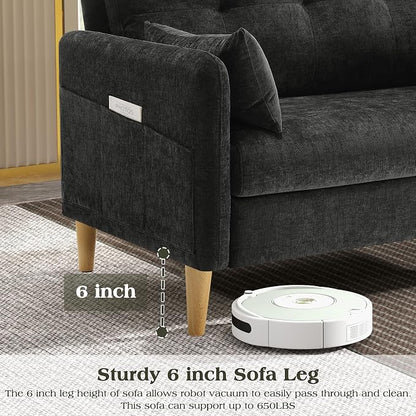 Hanherry Loveseat Sofa, 47” Small Couch for Living Room, Comfy Chenille Fabric Love Seat for Bedroom with Throw Pillow,Removable Cushion Cover,Couches for Small Space,Apartment,Dorm