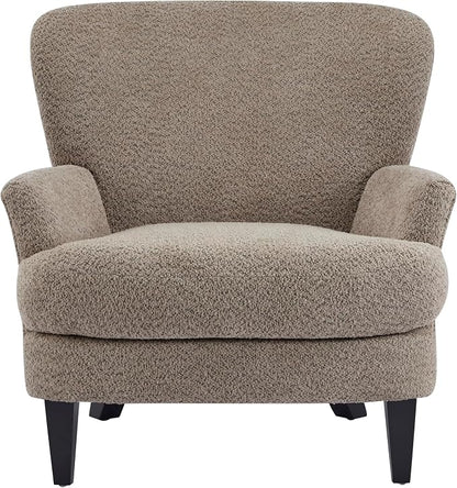 Christopher Knight Home Colby Boucle Upholstered Club Chair, Living Room Accent Chair, Wooden Frame, Flared Armrest, Plush Thick Cushion, Reading Lounge Chair, Space-Saving Furniture, Light Brown