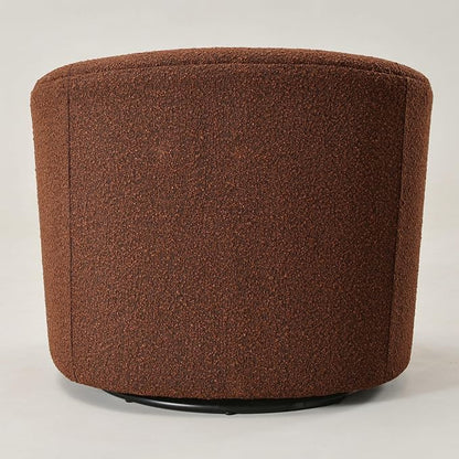 KINWELL 34" W Mid Century Modern Swivel Barrel Chair, Round Upholstered Boucle Swivel Accent Chairs, No Assembly Sofa Chair for Living Room Bedroom Reading Apartment Lounge Nursery