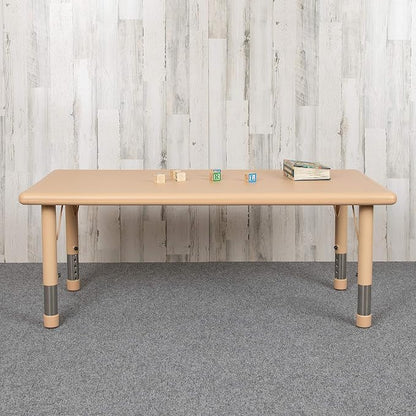 Flash Furniture Wren 24"W x 48"L Rectangular Natural Plastic Height Adjustable Activity Table