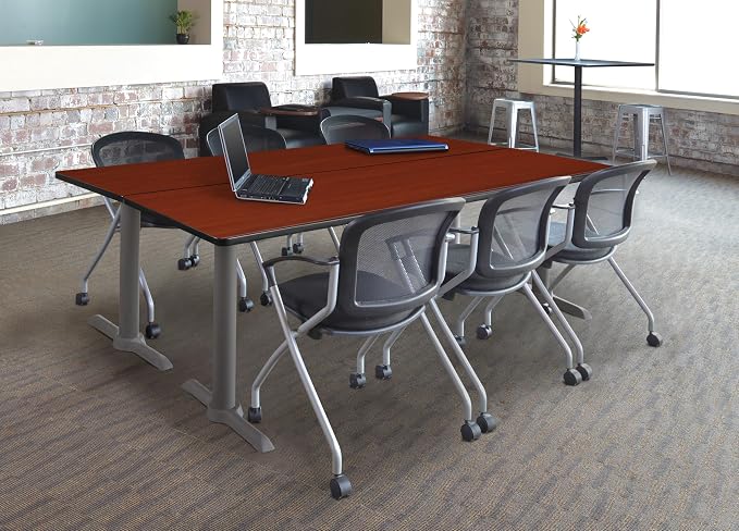 Romig Pillar 84" x 24" Training Table- Cherry/Grey Base