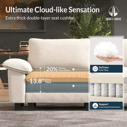 HERA'S HOUSE 158" Oversized Modular Sectional Sofa, Comfy L Shaped Couches for Living Room, Cloud Couch with Ottoman, 5-Seater Deep Seat Sofa with Throw Pillow, Chenille Beige