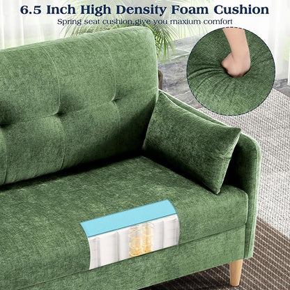 Hanherry Loveseat Sofa, 47” Small Couch for Living Room, Comfy Chenille Fabric Love Seat for Bedroom with Throw Pillow,Removable Cushion Cover,Couches for Small Space,Apartment,Dorm