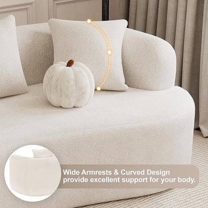 131" Curved Modular Sectional Sofa for Living Room, Modern Chenille Oversized Cloud Couch Sofa, Luxury Plush Extra Deep 4-Seater Boucle Couch for Apartment‌‌, No Assembly Required, Cream White