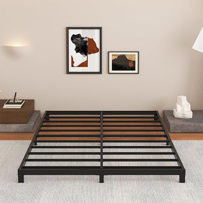 Cieemine 5 Inch Low Bed Frame Full, Heavy Duty Full Size Bed Frame Low Profile, No Box Spring Needed, Easy Assembly, Noise Free, Black