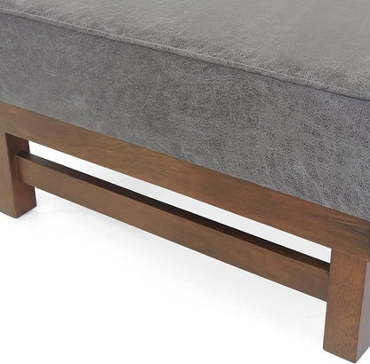 Christopher Knight Home Hillman Cocktail Ottoman, Slate + Walnut