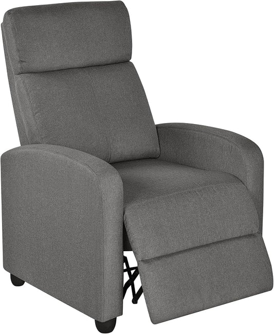 Topeakmart Fabric Recliner Sofa Push Back Recliner Chair Adjustable Modern Single Reclining Chair Upholstered Sofa with Pocket Spring Living Room Bedroom Home Theater Light Grey