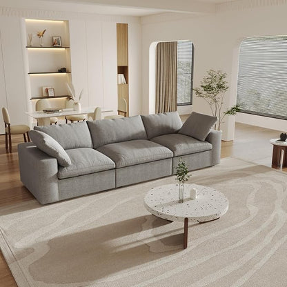 Cloud Modular Sectional Sofa Couch,120.45" Convertible Couches 3 Seater Sofa for Living Room,Minimalist Deep Sofa Couches,Sofa Covers Washable&Replaceable(Grey)