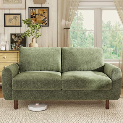 WorthFurni 68" Loveseat Sofa, Comfy Chenille Fabric Couches for Living Room with Spring Cushion and Solid Wood Frame, Modern Deep Seat Couch for Bedroom, Apartment, Office, Easy Assembly,Green