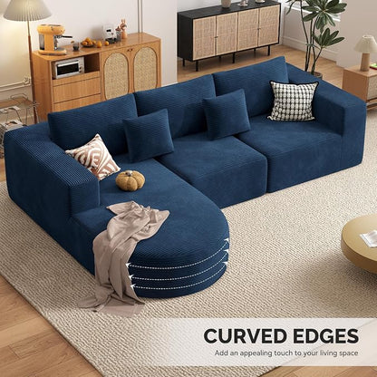 Boneless Couches for Living Room,Cloud Sectional Couch with L-Shape Chaise,Modern Modular Sofa with Deep Seat Upholstered Comfy Couches for Bedroom,No Assembly Required,1PCS