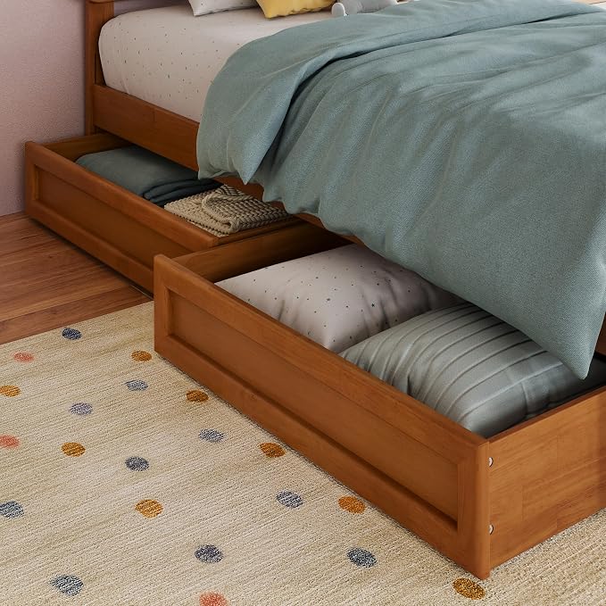 AFI, Mid-Century Modern Under Bed Storage Drawers, Twin/Full, Light Toffee