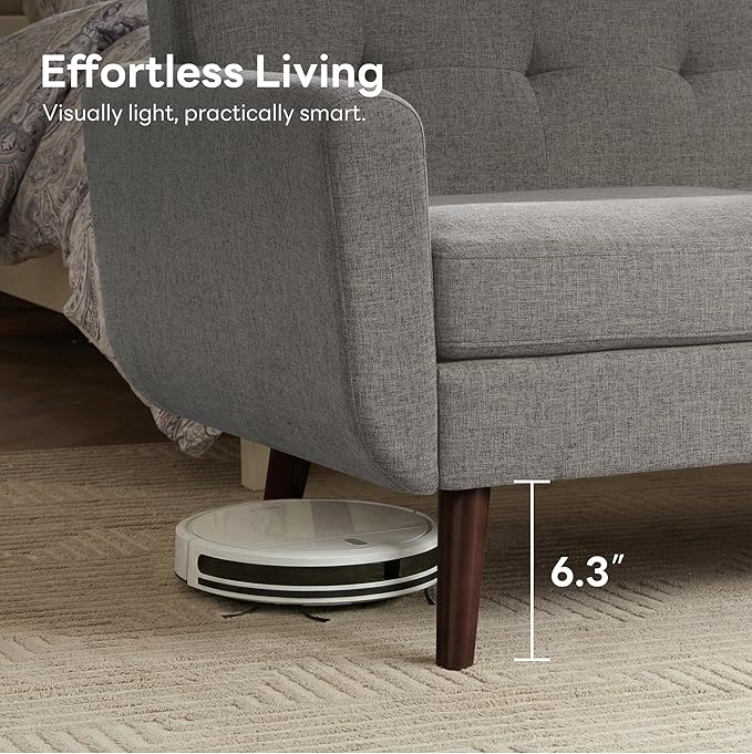 Tbfit 65" W Loveseat Sofa, Mid Century Modern Love Seat Couches for Living Room, Button Tufted Upholstered Small Couch for Bedroom, Solid and Easy to Install Love Seats Furniture, Grey