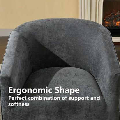 Swivel Accent Chairs Set of 2 for Living Room, 360° Upholstered Barrel Swivel Chairs with Skirted Base, Modern Linen Armchairs for Bedroom, Reading Nook, Small Space, Grey