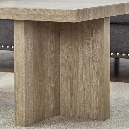 Roundhill Furniture Mchome Square End Table, Nightstand, Oak Finish