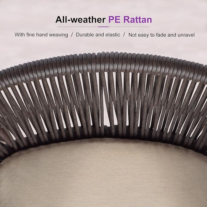 PURPLE LEAF 9 Pieces Outdoor Dining Set Patio Furniture Set Aluminum Rattan Wicker Patio Dining Table and Chairs Set for 8 for Lawn Backyard Deck Brown