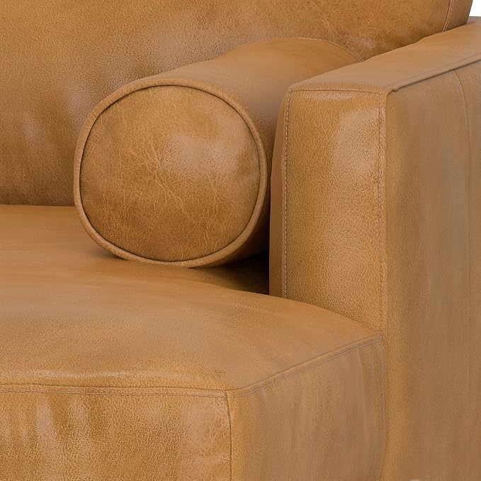 SIMPLIHOME Morrison Right Sectional Sofa in Full-Grain Genuine Leather, Sienna, 102-inches Wide, L-Shaped Leather Couch with Right Chaise for the Living Room and Family Room