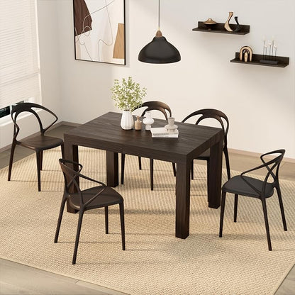 Mobili Fiver, First Extendable Table, 47.2(78.7) x31.5 in, Dark Walnut, for 6-8 People, Expandable Dining Table for Kitchen, Living Room, Italian Furniture
