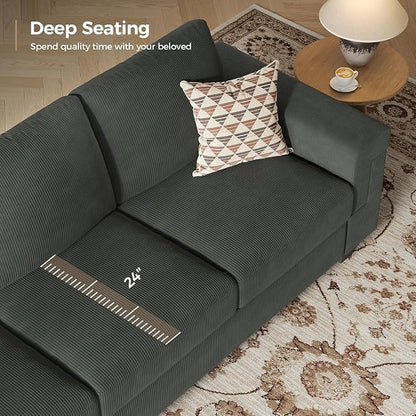COPIAE 3 Seater Sofa Couch with Deep Seat, 90" Modern Upholstered Sofa with Armrests, Easy Installation, Comfy Couches for Living Room, Apartment,Dark Gray