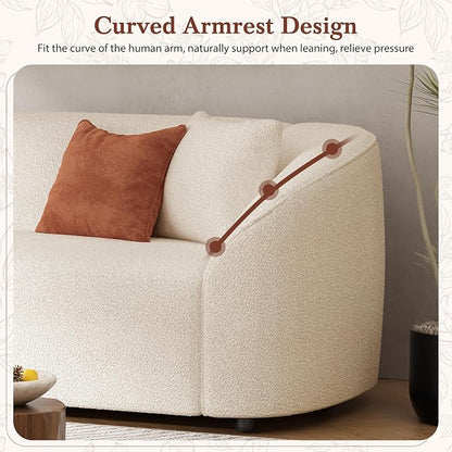 Christopher Knight Home 87.50" Velvet Curved Oversized 2 Seater Sofa, Upholstered Couch Chair, Soft Seating Lounge Sofa, Cozy Loveseat with Armrest, Reading Loveseat for Living Room, Home Rest, Cream