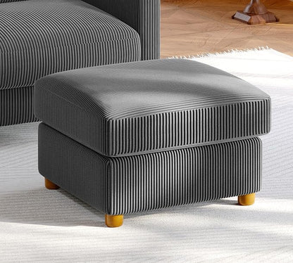 Welzona 25.2" Couches for Living Room, Comfy Grey Ottoman with Storage, Foot Rest Tool-Free Setup, Small Ottoman Foot Rest for Couch, Corduroy Couch for Bedroom, Apartment, Office