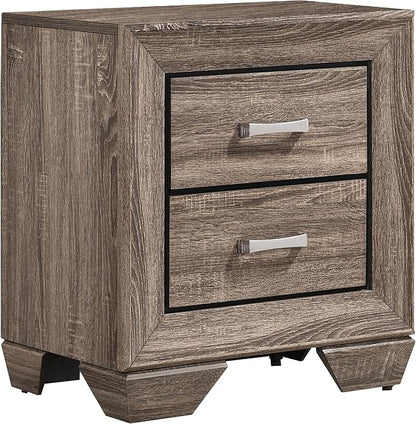 Coaster Home Furnishings Kauffman Transitional 4-Piece Bedroom Set Eastern King Size Panel Bed Frame 54-inch Headboard Washed Taupe 204191KE-S4