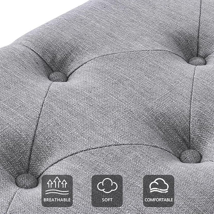 kinmars Upholstered Bench for Bedroom End of Bed,42.5-inch Entryway Bench for Living Room,Dining Bench with Padded Seat and Solid Wood Leg for Kitchen Bedroom,Indoor and Hallway (Shoe Bench, Grey)