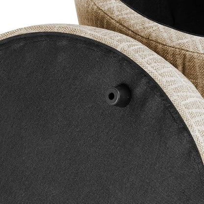HomePop 19" Round Storage Ottoman - Tan Geometric Pattern