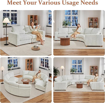 ORRD Modern Chenille Middle Armless Sofa Seat Set of 2 for Modular Sectional Couch for Living Room, White