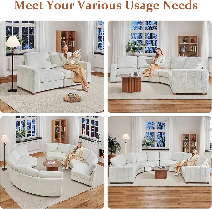 ORRD Modern Chenille Sofa Armrest Backrest for Modular Sectional Sofa Couch for Living Room, White