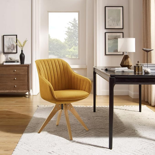 Art Leon Beech Wood Swivel Desk Chair for Home Office, No Wheels