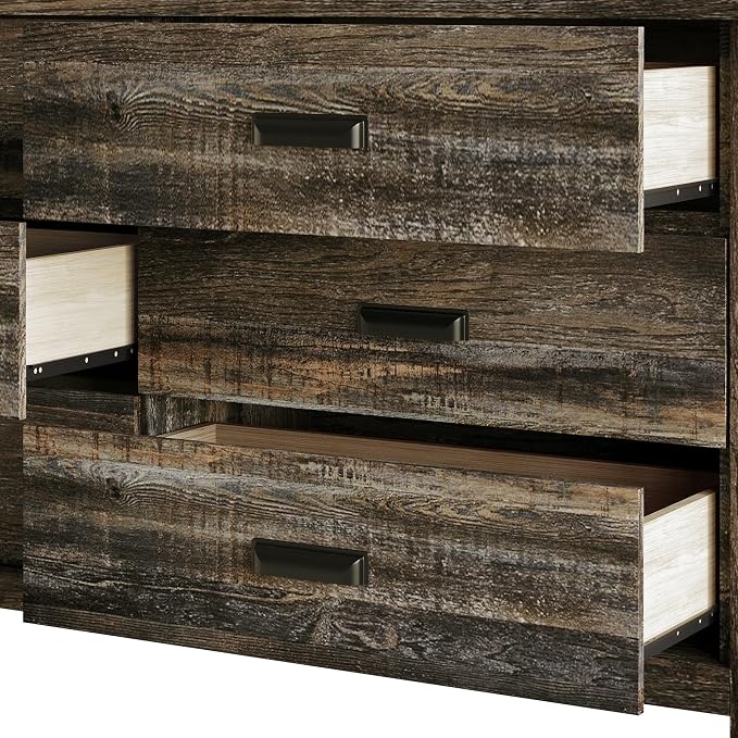 HOME DESIGN Racine Modern Rustic 6 Drawer Bedroom Dresser with Spacious Storage Drawers & Modern Farmhouse Design
