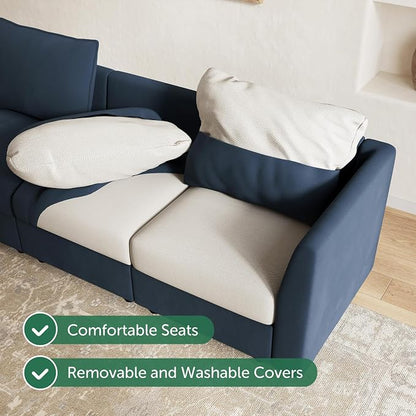HONBAY Modular Sectional Sofa with Storage U Shape Sectional Sofa Velvet Sectional Couches for Living Room,Dark Blue