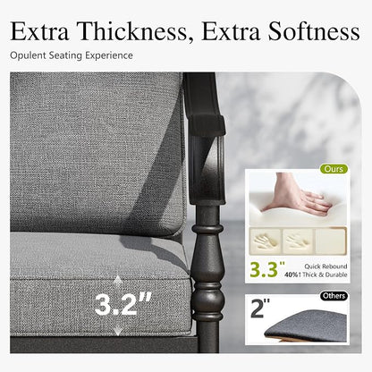 Sophia & William Outdoor Patio Swivel Dining Chairs Set of 4, Heavy Duty Patio Dining Chairs with Thickened Cushions, Wrought Iron Deck Chairs for Backyard, Poolside, Balcony and Garden